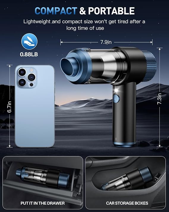 Portable Car Vacuum Cleaner – Powerful Cordless Cleaner